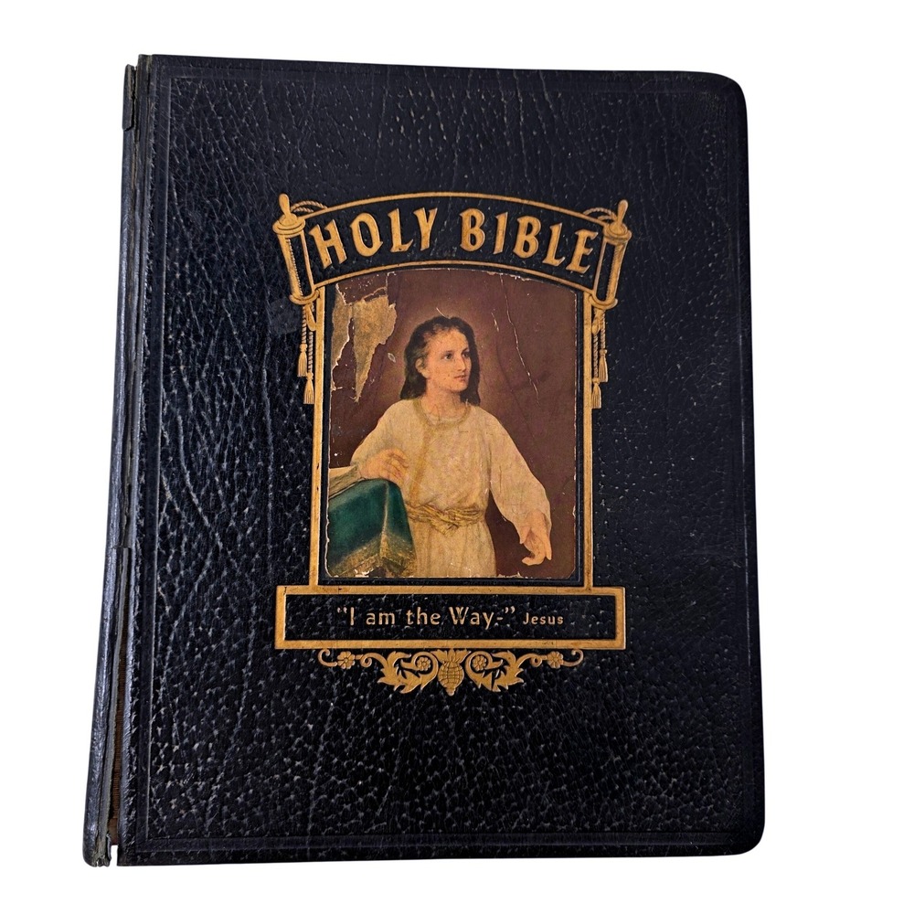 Hertel New Standard Ref Bible KJV Family Bible Illustrated Red Letter Gilt 1971